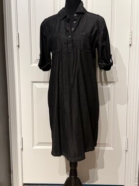 Karen Scott Black Button-Front Shirt Dress 100% cotton